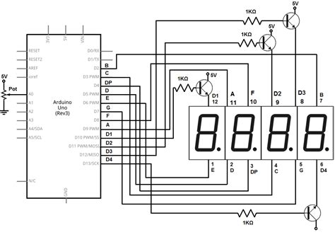 Circuit design 4 digit 7 segment Display .